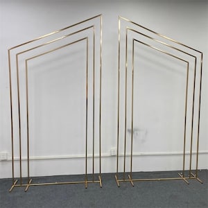 2PCS/SET Outdoor Background Frame Gold Bevel Flower Stand Wedding Stage Decoration