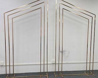 2PCS/SET Outdoor Background Frame Gold Bevel Flower Stand Iron Wedding Stage Decoration