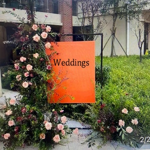 Soporte de exhibición para letrero de bienvenida de boda, soporte de arco de boda de metal portátil, soporte de flores cuadrado (tamaño personalizable)