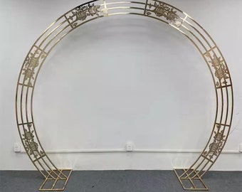 Gold Iron Wedding Arch: Floral Ceremony Decor (7.87ft x 7.2ft)
