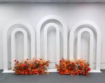 Stainless steel Wedding Arch, Gold Silver White Black Double Round Ceremony Backdrop Arch Frame