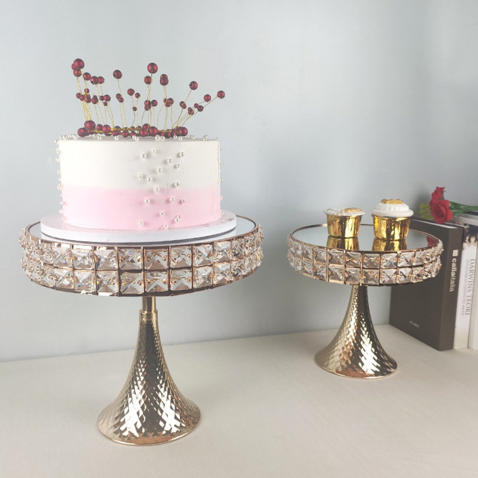 3PCS European Golden Crystal Cake Stand Wedding Party Metal Etsy