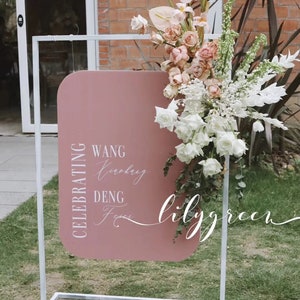 Custom Wedding Sign Stand: Metal Flower Frame Backdrop
