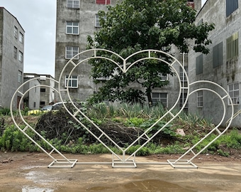 Triple Heart Metal Arch Stand, Wedding Heart Backdrop Frame, Outdoor Ceremony Proposal Decor
