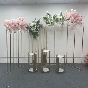 Shiny Gold Stand Christmas Decor Metal Flower Stand Wedding Backdrop Stand