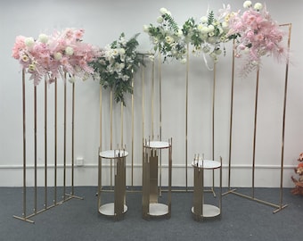 Shiny Gold Iron Wedding Backdrop Stand: Christmas Decor Flower Stand