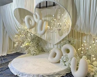 Double Staggered Heart Metal Backdrop Stand for Wedding & Baby Showers Party (no flowers)