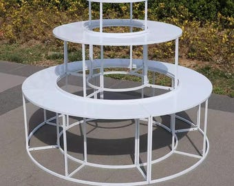 Outdoor Wedding Party Dessert Booth Three-layer Iron Decorative Flowers Display Stand Round Table Props