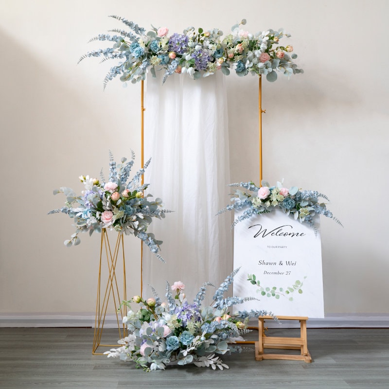 Anemone Paper Flower Set in White & Navy Blue for Wedding 
