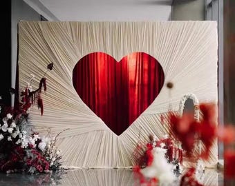 Valentine's Day Wedding Backdrop Iron Love Wall Heart-shaped Stage Background Frame with Fabric