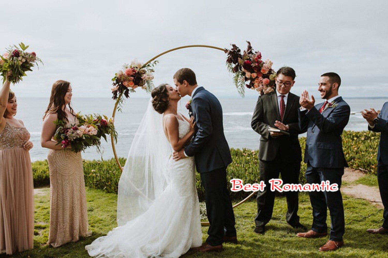 8.2FT Gold Wedding Arch Round Wedding Hoop Metal Arch Etsy