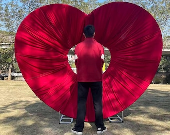 Heart Fabric Canopy Stand, Double Heart-Shaped Archway, Outdoor Wedding Backdrop ,Valentine's Day Stage Decoration