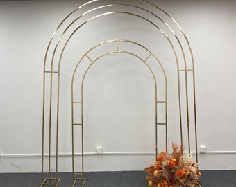 Shiny Gold Wedding Arch Backdrop Arch Arc Double-bar Arch Outdoor Wedding Stage Floral Arch