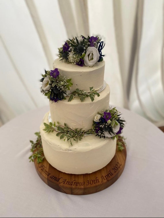 Personalised Wooden Wedding Cake Board, Handmade Anniversary Gift