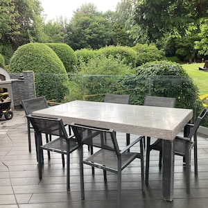 Handcrafted Concrete Outdoor Dining Table with Steel Legs (2m)