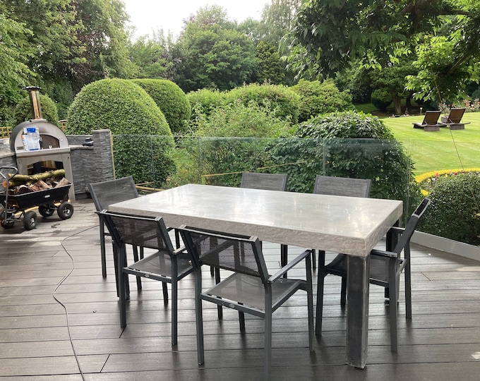 Glass fibre reinforced concrete table 2m, outdoor dining table, garden table, concrete dining table, outdoor table, concrete table, dining