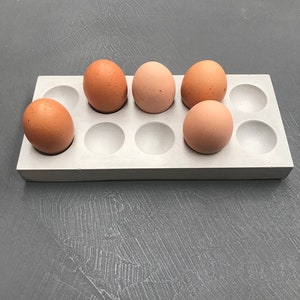 Handmade Concrete Egg Tray: Modern Kitchen Storage, Holds 10 Eggs