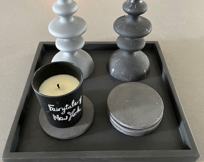 Large square concrete tray 29cm, square concrete candle tray, grey tray, white, dark grey, handmade, housewarming gift, wedding gift, tray