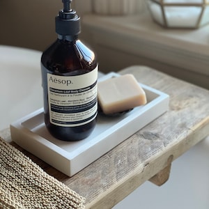 Small Concrete Tray: Rectangle Trinket Dish, Minimalist Scandi Decor