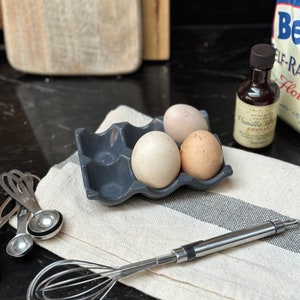 Handmade Concrete Egg Tray: Modern Kitchen Storage for 6 Eggs
