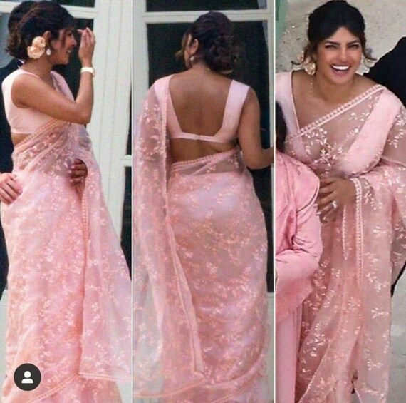 baby pink party wear saree
