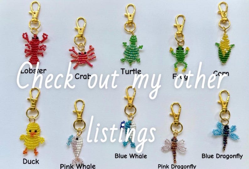 Beaded Keychain Charm - handmade beaded bag/purse charms, seed bead keychain charms image 11