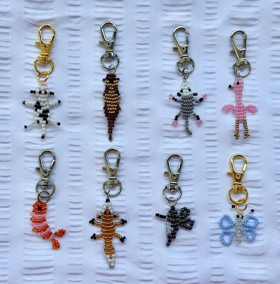 Beaded Keychain Charm - handmade beaded bag/purse charms, seed bead keychain charms