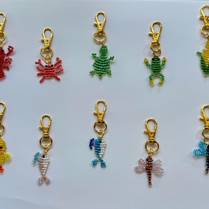 Beaded Keychain Charm - handmade beaded bag/purse charms, seed bead keychain charm