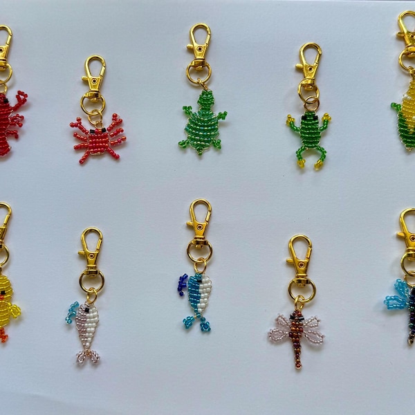 Beaded Keychain Charm - handmade beaded bag/purse charms, seed bead keychain charm