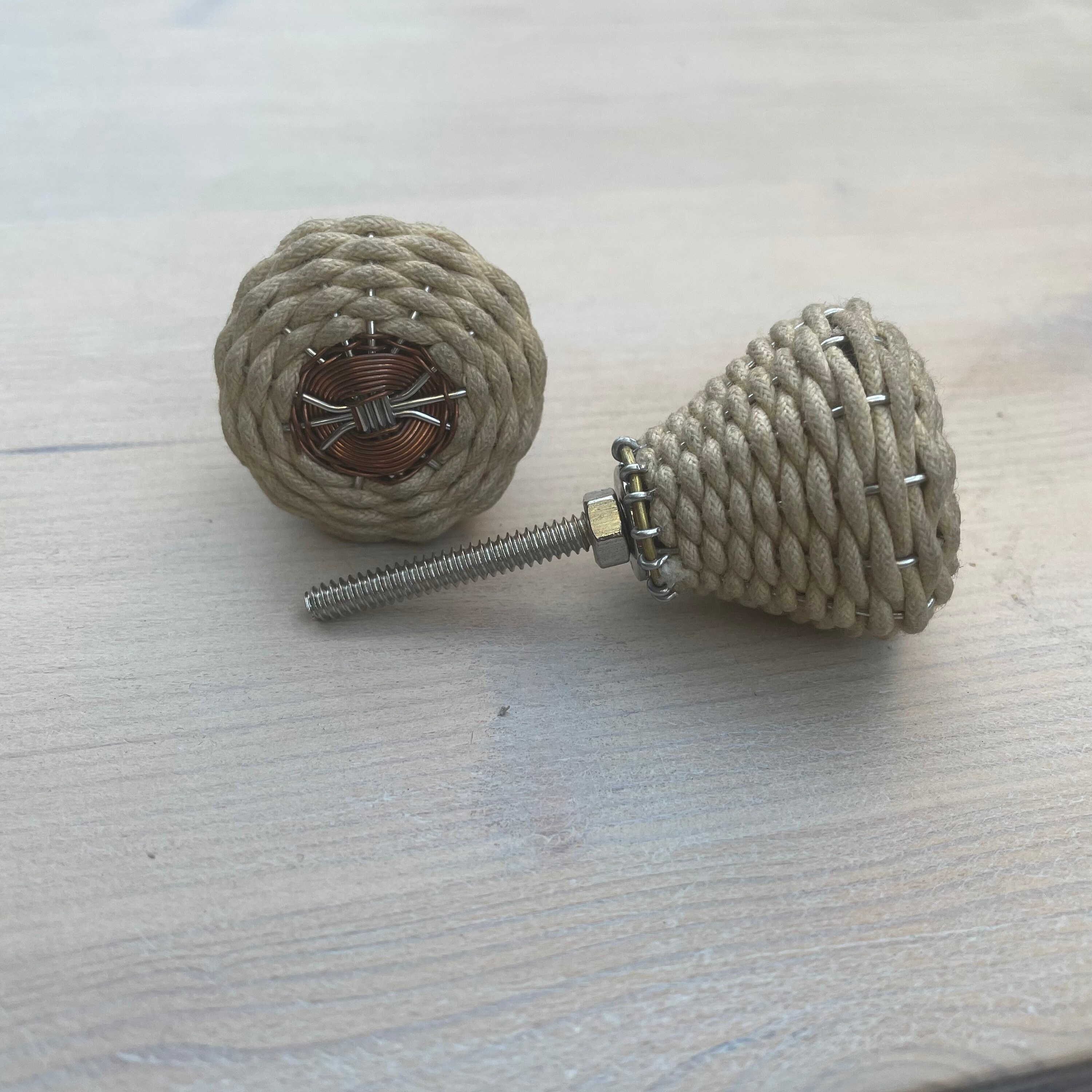 Natural twine Basket weave drawer pull handle Etsy