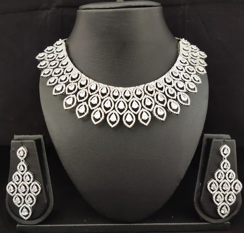 Diamond collar necklace replica in Rhodium plated base Bridal Etsy
