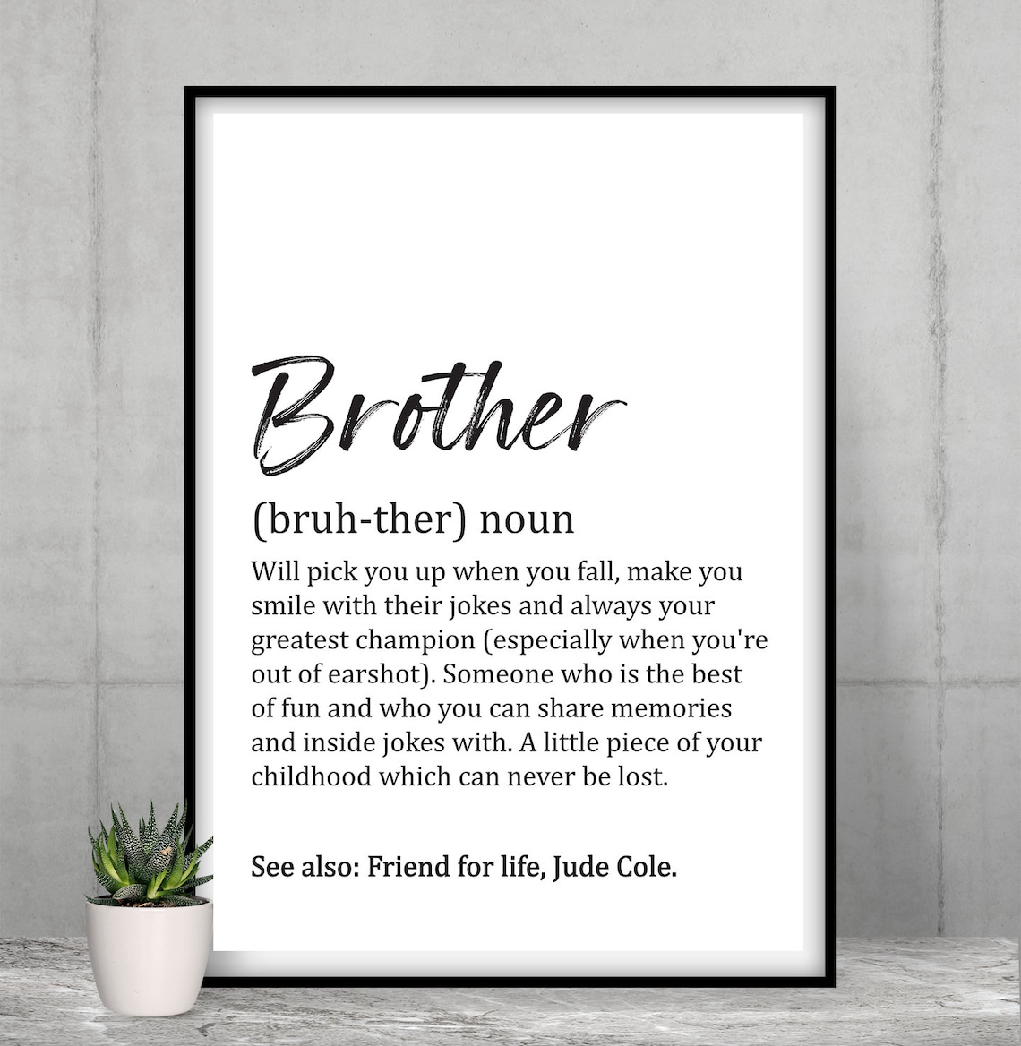Brother Definition Wall Art Definition Quote Printable Gift Etsy