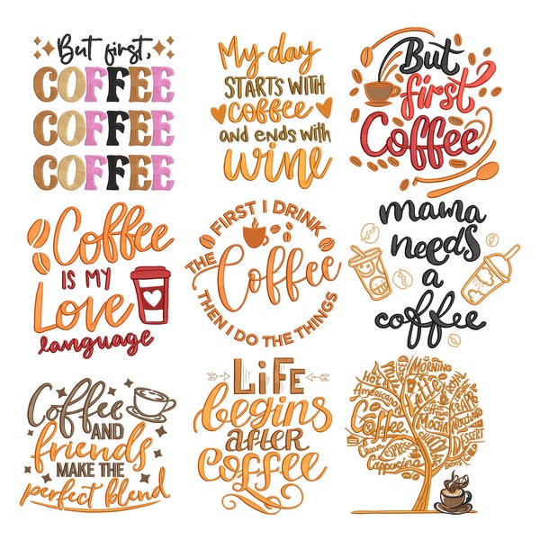 Coffee Sayings - Machine Embroidery Designs, Coffee Quotes Embroidery  Designs bundle, Coffee Embroidery Designs