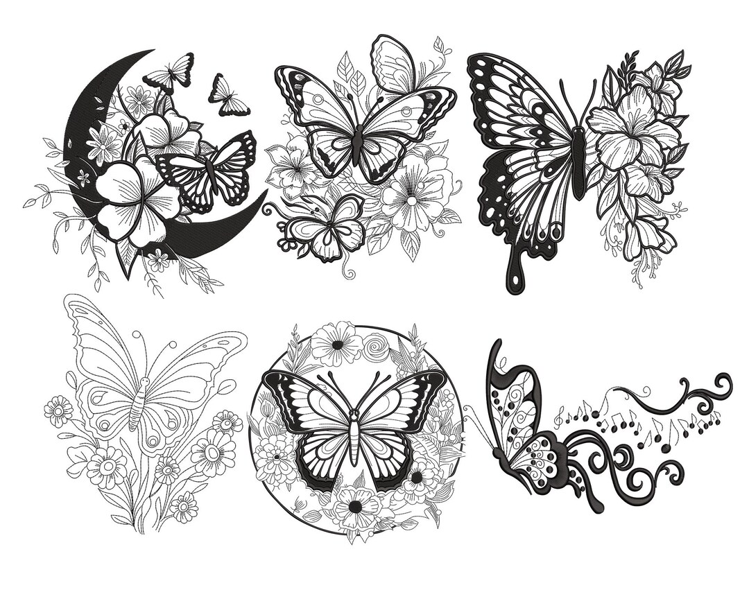 Butterfly Machine Embroidery Design, Floral Butterfly Machine ...