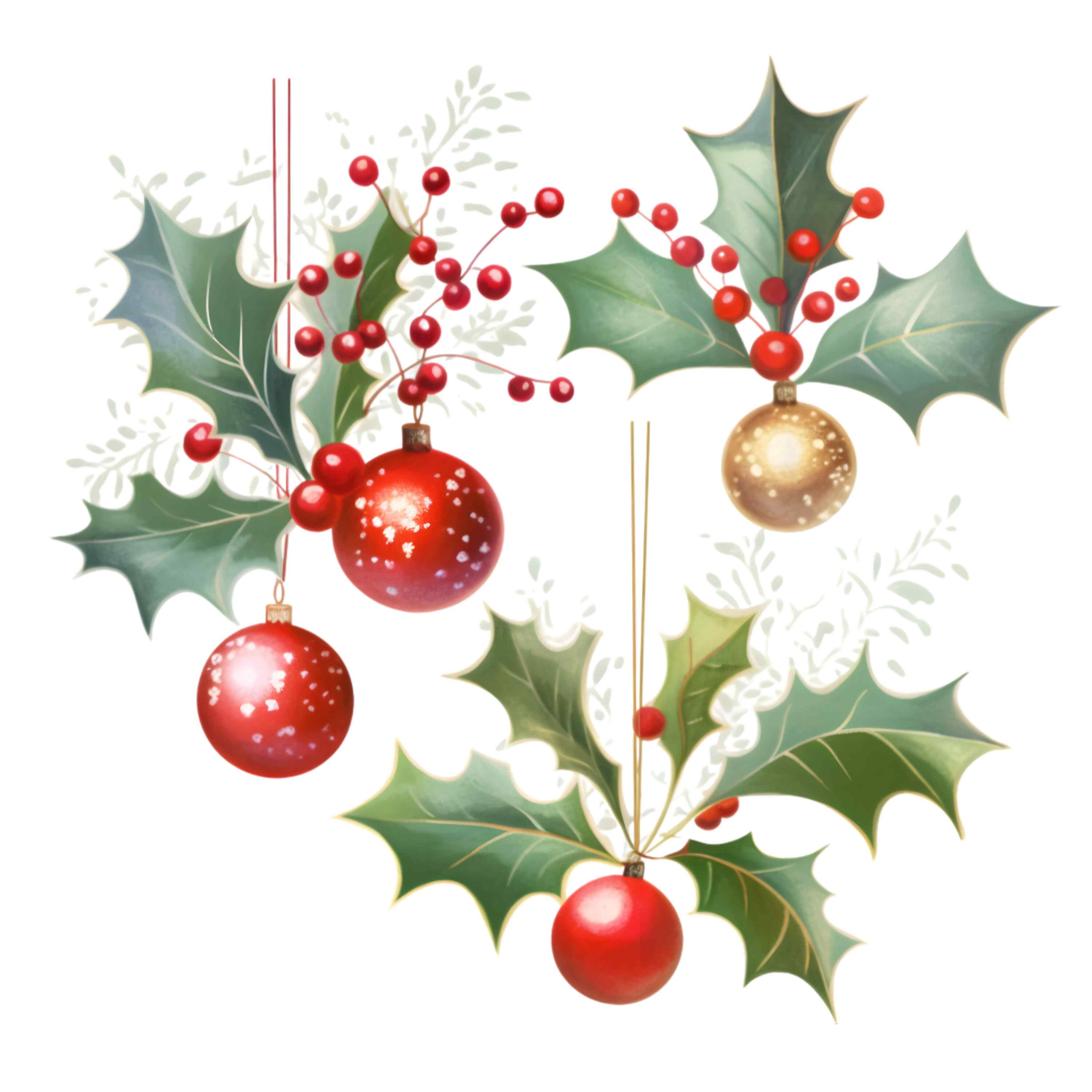 10 Décoration de Noël PNG, Aquarelle Boule de Noël Png, Artisanat en 