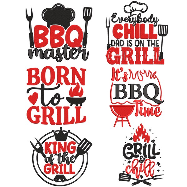 BBQ Sayings Embroidery Designs. Barbecue grilling quote  machine embroidery designs for towels, aprons awesome gift for him