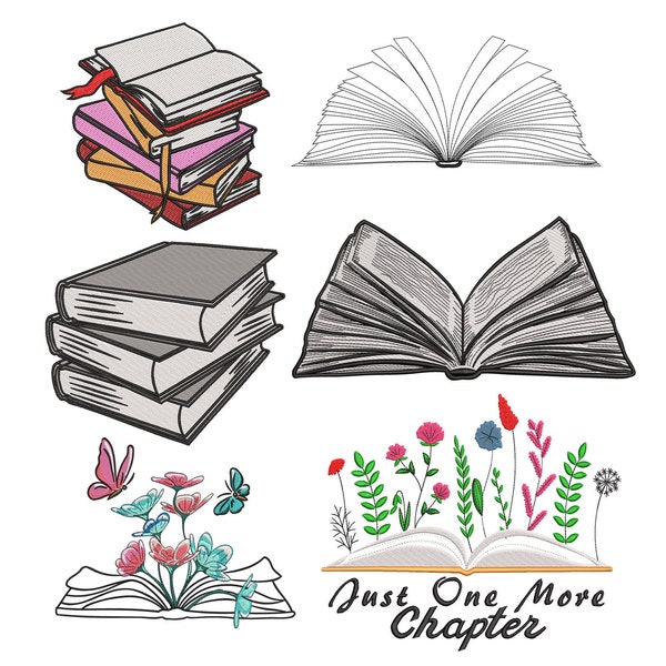 Books embroidery designs. Floral Book embroidery file, Read More Books Machine embroidery designs