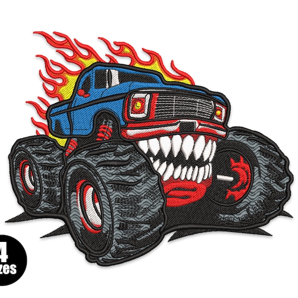 Monster Truck Embroidery Design, Vehicle  machine Embroidery Design