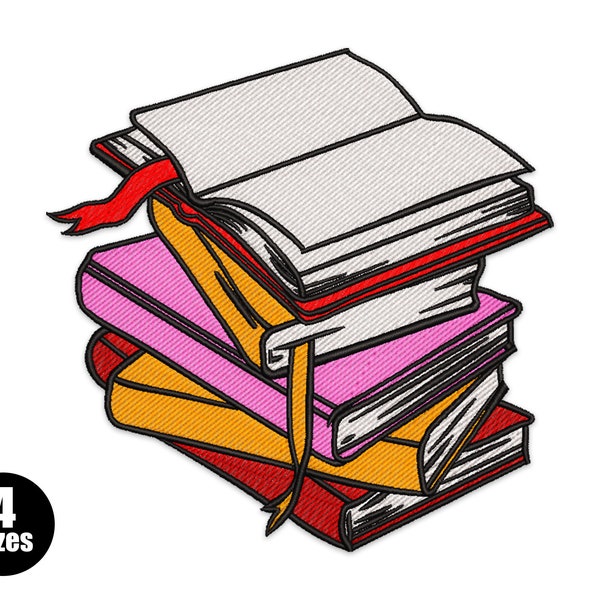 Stack Of Books - Machine Embroidery Design. Reading Books Embroidery file, Textbooks Embroidery Design