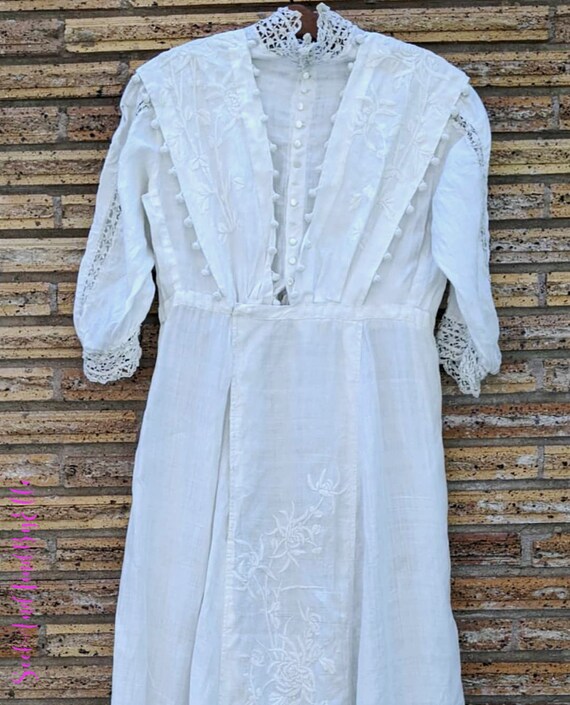 1910s Antique Edwardian Cotton Dress