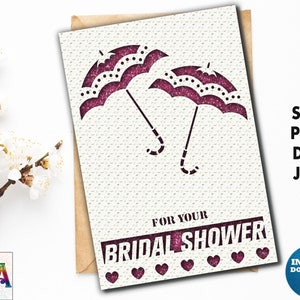 Carte de douche nuptiale fichier svg pour cricut, Beau fichier de coupe de carte de mariée avec modèle d’enveloppe, CARTE DE VŒUX PAPERCUT DIY pour mariée