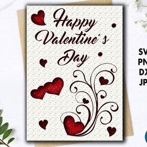 Tarjeta de San Valentín svg Archivos de corte digital Tarjeta feliz del día de San Valentín para él archivos svg para cricut Tarjeta de aniversario svg Tarjetas de amor svg