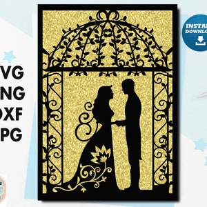 Wedding card svg, Bridal shower wedding invite svg  files for cricut Engagement invitation card Laser cut card template, bridal shower