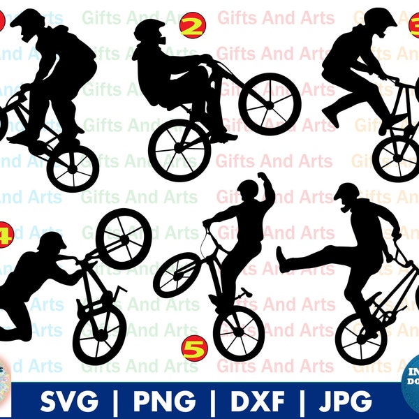 BMX SVG, Fahrrad svg Dateien für Cricut, BMX Fahrradfahrer SVG Schnittdatei für Silhouette, Racing svg Bundle für Shirt, Tumbler, Jacke, Aufkleber