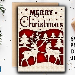 Christmas Card Svg, Merry Christmas Svg Card With Envelope Template for ...