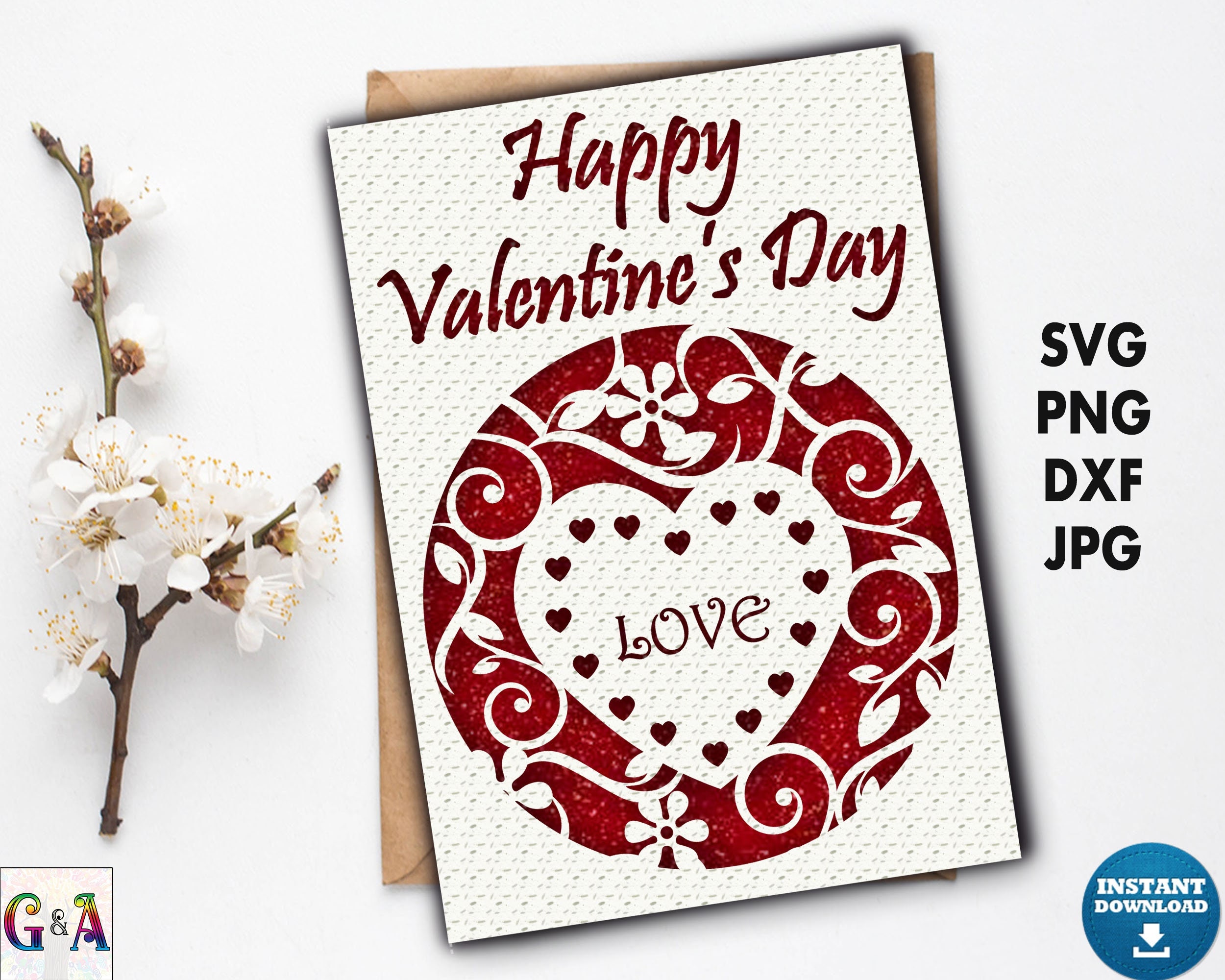 Valentine Card Svg Happy Valentines Day Card Cut File | Etsy