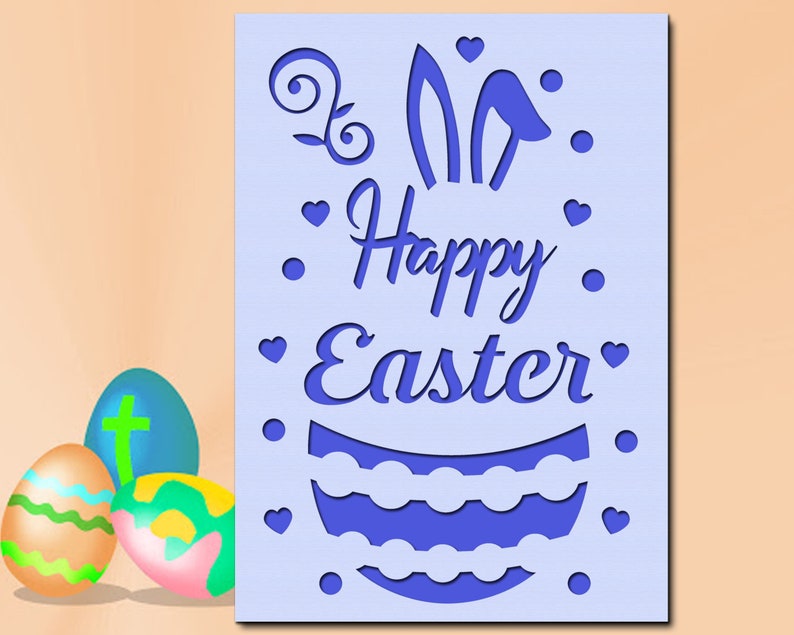 Easter Card Svg Files for Cricut, Happy Easter Papercut Card, Easter