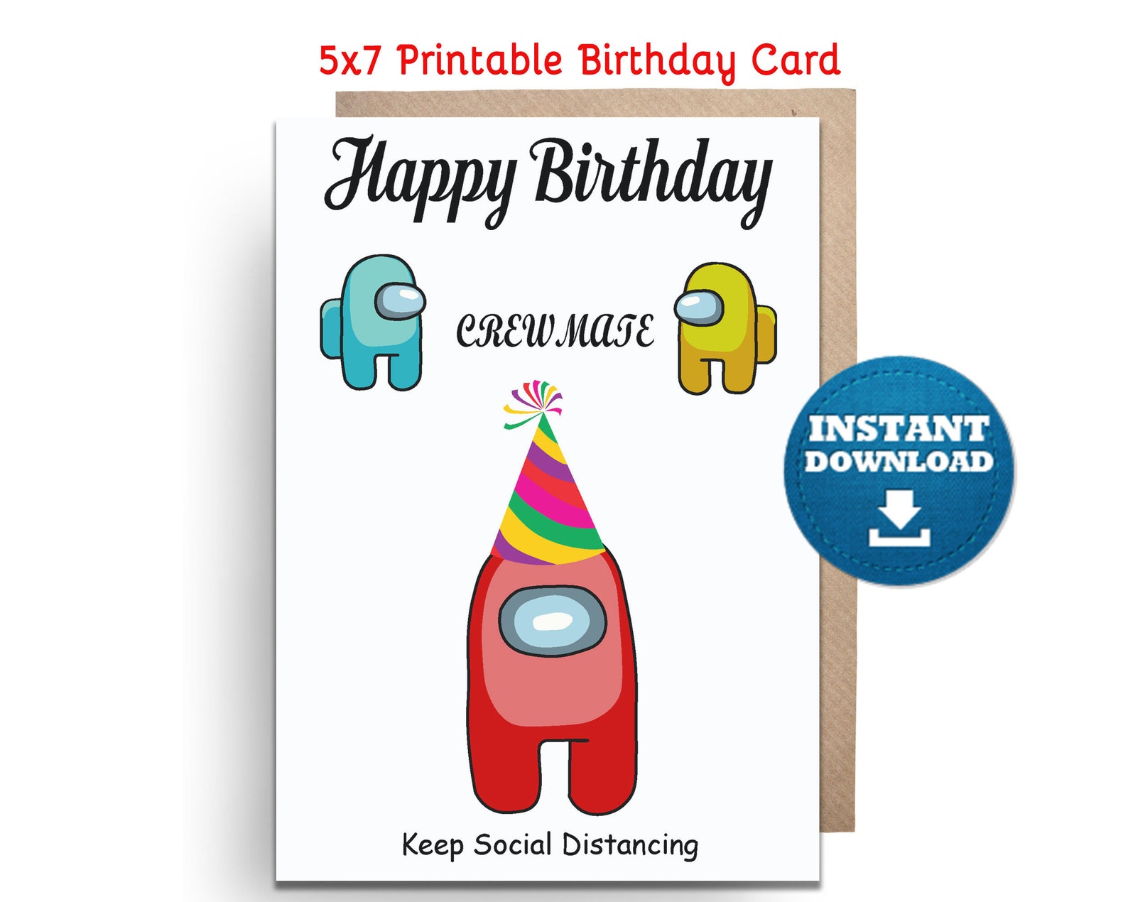 among us birthday card printable among us digital birthday