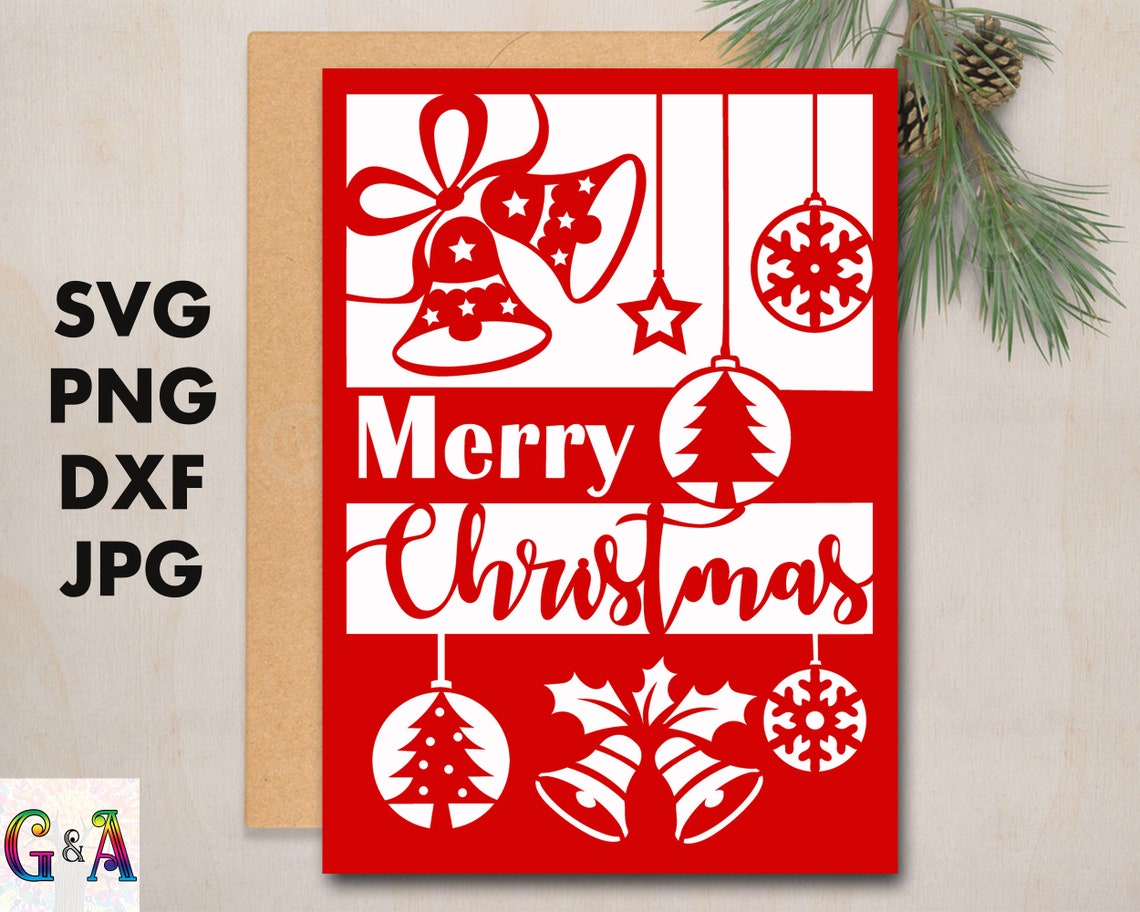 Christmas Card Svg Merry Christmas Svg Card With Envelope  Etsy