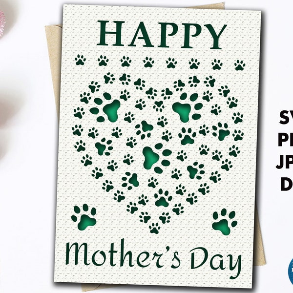 Mother’s Day card svg, Happy mother’s day celebration card cut file with envelope, Rose heart mothers day greeting card for mom